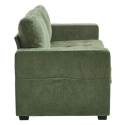 Living And Home 3-Seater Green Chenille Upholstered Sectional Sofa With Pillows - thumbnail 3