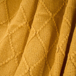Living And Home Yellow Diamond-Patterned Knitted Tassel Blanket, 130Cm L X 170Cm W - thumbnail 6