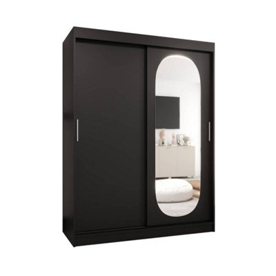 Arte Dramatic Ebony Black Royal Sliding Door Wardrobe 1500mm X 2000mm X 620mm - A Bold Statement In Storage - image 1