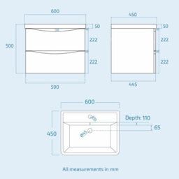 Nes Home Merton Grey Basin Wall Hung Vanity Cabinet & Rimless Close Coupled Toilet - thumbnail 9