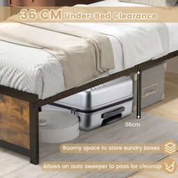 Costway Single Size Bed Frame Heavy-Duty Industrial Metal Platform Bed W/high Headboard - thumbnail 8