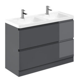 Plum&clay Marvel Floor Standing Bathroom Vanity Unit In Dark Grey Gloss With Ceramic Basin (W)1200mm - thumbnail 2