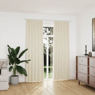 Berkfield Blackout Curtains 2 Pcs With Hooks Velvet Cream 140X225 Cm - image 1