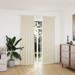 Berkfield Blackout Curtains 2 Pcs With Hooks Velvet Cream 140X225 Cm - thumbnail 1