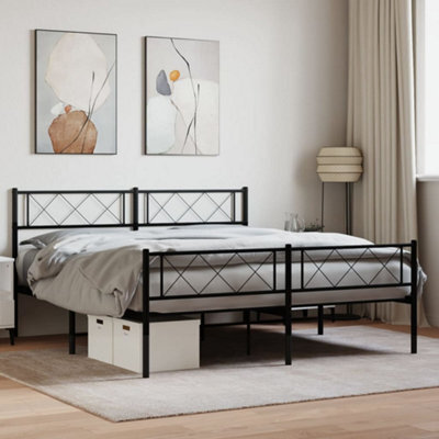 Berkfield Metal Bed Frame With Headboard And Footboard Black 5Ft King Size - image 1