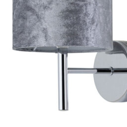 First Choice Lighting Brea - Chrome Wall Light With Grey Crushed Velvet Shade - thumbnail 2