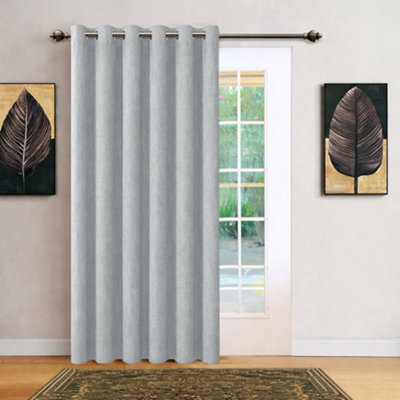Bedlooms Silver Linen Curtain 100% Blackout Thermal Insulated Eyelet Single Curtain Panel 66 X 84 Inches With Tie Back - image 1