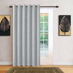 Bedlooms Silver Linen Curtain 100% Blackout Thermal Insulated Eyelet Single Curtain Panel 66 X 84 Inches With Tie Back