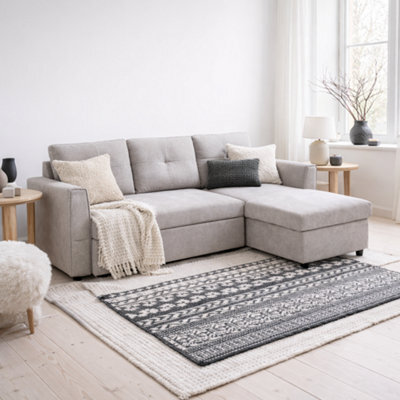 Wyld Haus Kaba Light Grey Fabric 3-Seater Sofa Bed With Reversible Chaise And Hidden Storage - image 1