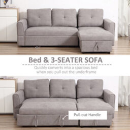 Wyld Haus Kaba Light Grey Fabric 3-Seater Sofa Bed With Reversible Chaise And Hidden Storage - thumbnail 4
