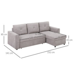 Wyld Haus Kaba Light Grey Fabric 3-Seater Sofa Bed With Reversible Chaise And Hidden Storage - thumbnail 3