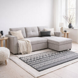 Wyld Haus Kaba Light Grey Fabric 3-Seater Sofa Bed With Reversible Chaise And Hidden Storage - thumbnail 1