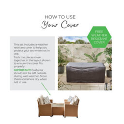 Furnitureboxuk Arizona Rattan 4 Seat Outdoor Sofa Set - Beige Light Brown Garden Sofa Chairs & Coffee Table For Patio And Deck - thumbnail 8