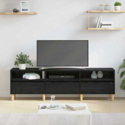Berkfield Tv Cabinet Black Oak 150 X 30 X 45 Cm Engineered Wood - thumbnail 4