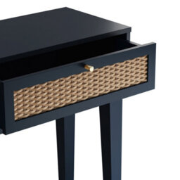 LPD Bordeaux Blue Dressing Table - Rattan Front Panels, Gold Handles & 2 Drawers - thumbnail 3