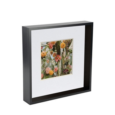 "Nicola Spring 3D Deep Box Photo Frame - 10 X 10"" With 6 X 6"" Mount - Black/white" - image 1