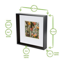 "Nicola Spring 3D Deep Box Photo Frame - 10 X 10"" With 6 X 6"" Mount - Black/white" - thumbnail 4