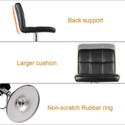 Onemill Bar Stools, Pack Of 2 Pu Leather Swivel Height Adjustable Bar Chairs With Backrest For Counter,kitchen And Home (Black) - thumbnail 3