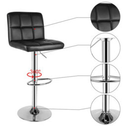 Onemill Bar Stools, Pack Of 2 Pu Leather Swivel Height Adjustable Bar Chairs With Backrest For Counter,kitchen And Home (Black) - thumbnail 2