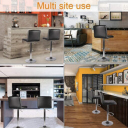 Onemill Bar Stools, Pack Of 2 Pu Leather Swivel Height Adjustable Bar Chairs With Backrest For Counter,kitchen And Home (Black) - thumbnail 7