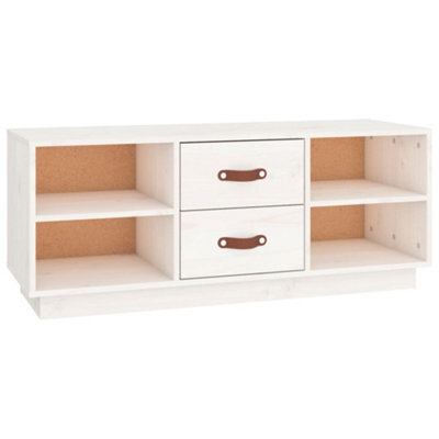 Berkfield Stylish Tv Cabinet White 100X34X40 Cm Solid Wood Pine - image 1