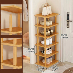 6-Tier Bamboo Shoe Rack Home Entryway Corner Shoe Organizer Holder Storage Shelf - thumbnail 2