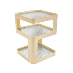Sweeek - Side Table, Bedside Table Metal And Ribbed Glass Off-White 35X35X49 Cm - Nae - thumbnail 2