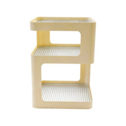 Sweeek - Side Table, Bedside Table Metal And Ribbed Glass Off-White 35X35X49 Cm - Nae - thumbnail 3