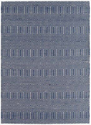 Modern Rug, Handmade Wool Rug For Bedroom, & Living Room, Easy To Clean Geometric Rug, 4mm Thick Blue Rug-66Cm X 200Cm (Runner) - image 1