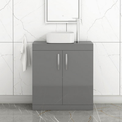 Royal Bathrooms Turin 800mm Floor Standing Vanity Unit 2 Door Indigo Grey Gloss & Countertop Basin - Elena - image 1