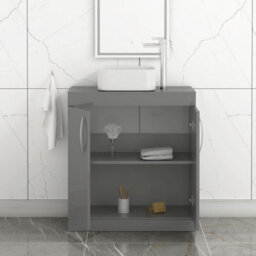 Royal Bathrooms Turin 800mm Floor Standing Vanity Unit 2 Door Indigo Grey Gloss & Countertop Basin - Elena - thumbnail 3