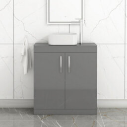 Royal Bathrooms Turin 800mm Floor Standing Vanity Unit 2 Door Indigo Grey Gloss & Countertop Basin - Elena