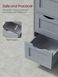 Songmics Vasagle Bathroom Floor Storage Cabinet, Bathroom Storage Unit With 4 Drawers, Bathroom Cabinet Freestanding,, Mystic Grey - thumbnail 7