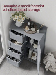 Songmics Vasagle Bathroom Floor Storage Cabinet, Bathroom Storage Unit With 4 Drawers, Bathroom Cabinet Freestanding,, Mystic Grey - thumbnail 2