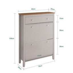 Sobuy Fsr89-Ka, Slim Shoe Storage Cabinet For 12 Pairs Wooden Shoe Rack Cabinet With 2 Flip Drawers,w80.2Xd25.1Xh108.2 - thumbnail 3