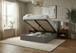 Adore Designs Stafford Plush Velvet Ottoman Sleigh Bed - 4Ft Small Double - Grey - thumbnail 2