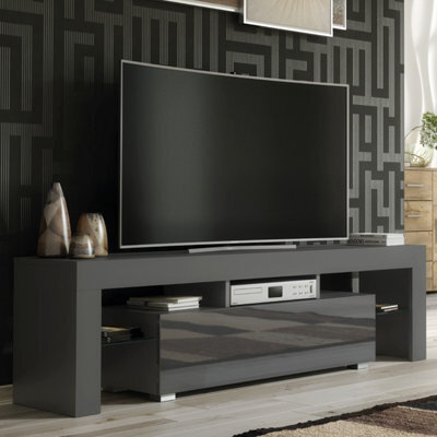 Creative Furniture Aria Tv Unit 160Cm - Dark Grey With Gloss Doors - image 1
