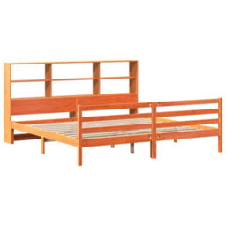 Berkfield Bookcase Bed Without Mattress Wax Brown 180X200 Cm Super King Solid Wood - thumbnail 3