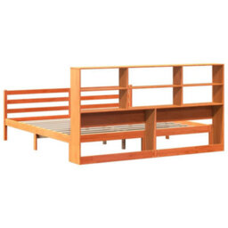 Berkfield Bookcase Bed Without Mattress Wax Brown 180X200 Cm Super King Solid Wood - thumbnail 6