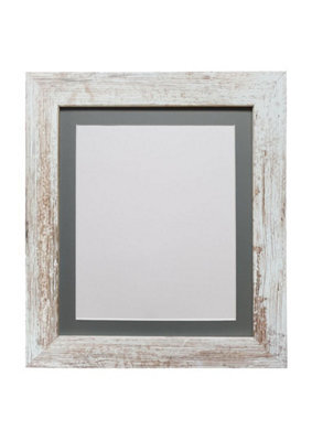 Frames By Post Metro Distressed White Frame With Dark Grey Mount 40 X 50Cm Image Size 15 X 10 Inch - image 1