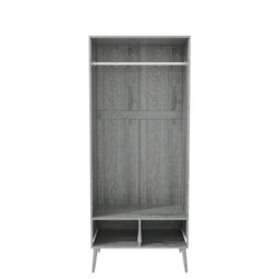 Urbn-Living Urbnliving 180Cm Height Ash Grey Wardrobe With Grey 2 Door 2 Drawer Scandi Legs Cupboard Hanging Rail Unit - thumbnail 7