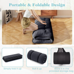Costway Foldable Tatami Mat Floor Futon Mattress Roll Up Sleeping Pad W/ Washable Cover, Small Double/double/king Size - thumbnail 8