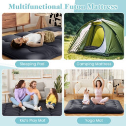 Costway Foldable Tatami Mat Floor Futon Mattress Roll Up Sleeping Pad W/ Washable Cover, Small Double/double/king Size - thumbnail 9