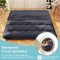 Costway Foldable Tatami Mat Floor Futon Mattress Roll Up Sleeping Pad W/ Washable Cover, Small Double/double/king Size - thumbnail 6