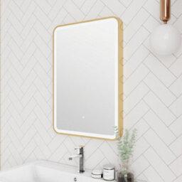 Balterley Quixhill Rectangular Framed Led Touch Sensor Mirror With Demister, 700X500mm - Brushed Brass - thumbnail 3