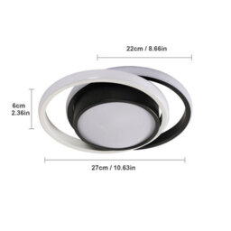 Pheashine Sleek Led Ceiling Light Dual-Ring 32W Dimmable With Remote Black And White - thumbnail 2