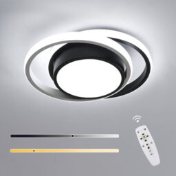 Pheashine Sleek Led Ceiling Light Dual-Ring 32W Dimmable With Remote Black And White - thumbnail 1