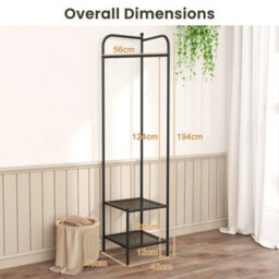 Corner Coat Rack Free Standing Hall Tree Entryway Storage Organiser - thumbnail 2
