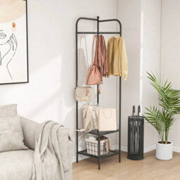 Corner Coat Rack Free Standing Hall Tree Entryway Storage Organiser - thumbnail 3