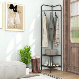 Corner Coat Rack Free Standing Hall Tree Entryway Storage Organiser - thumbnail 6